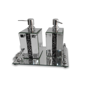 Soap Bottle 2Set (M+M) Black With Tray 648