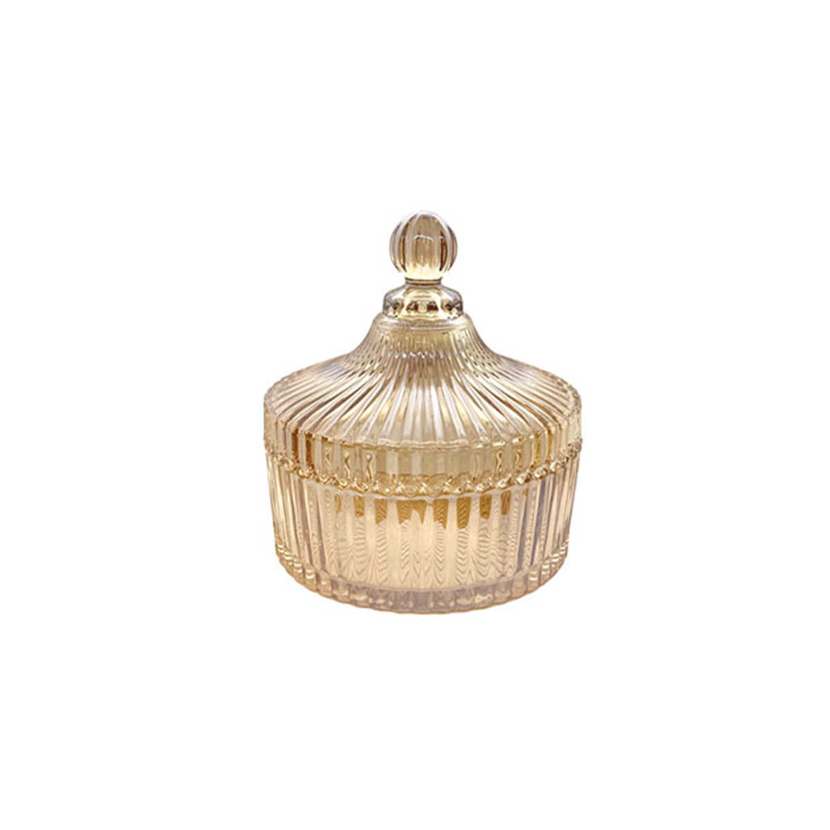 Glass Candy Bowl with Lid Amber color TG1032-4