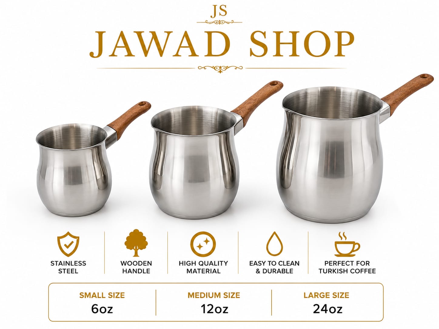 Stainless Steel Turkish Coffee Pot Set