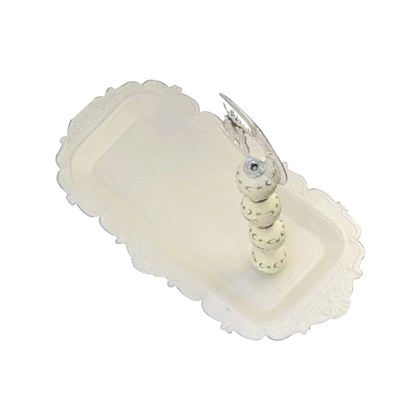 Ramadan Tray with bead Large Beige 38x20cm(14.96x7.87inch)RM25-231