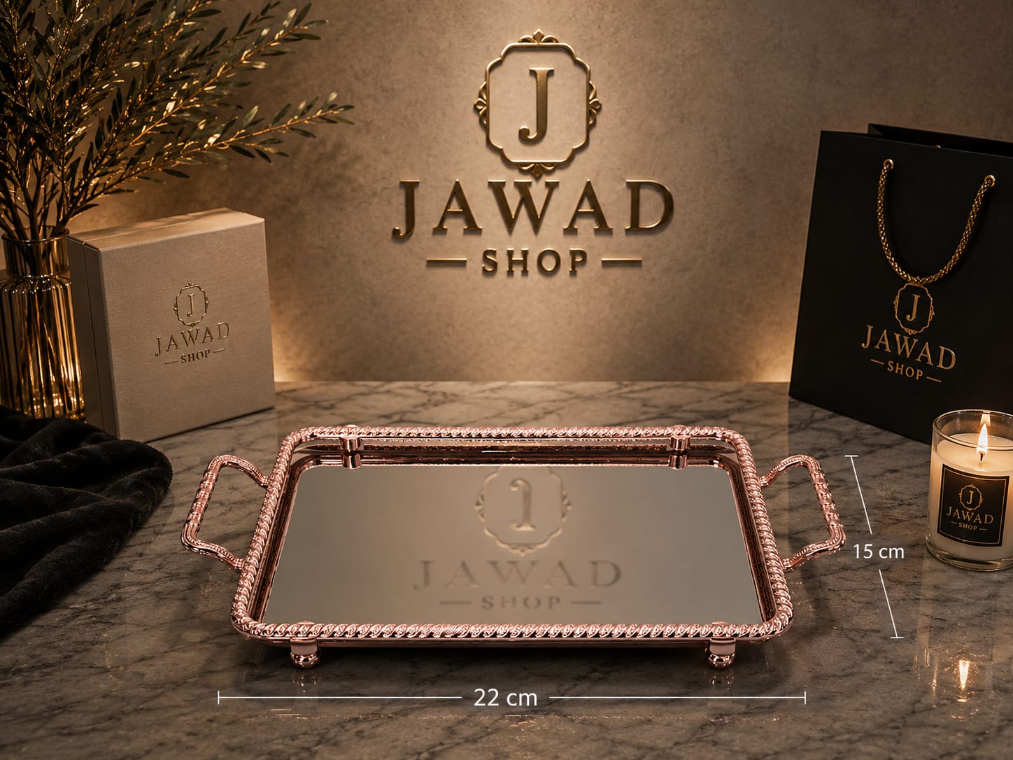 Rose Gold Mirror Tray