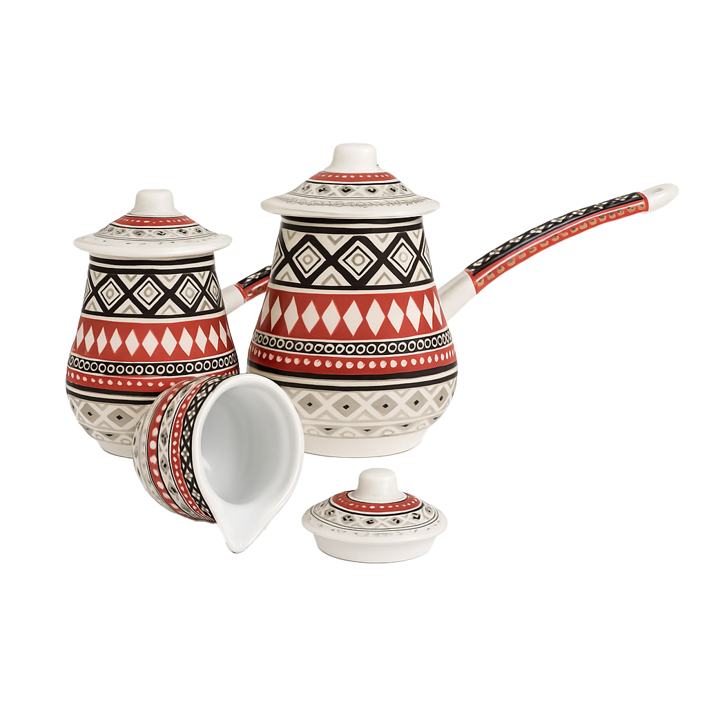 Coffee Pot Enamel w/Lid set 8/10/11cm(3.15/3.94/4.33inch) CN314L-6PCS-D22