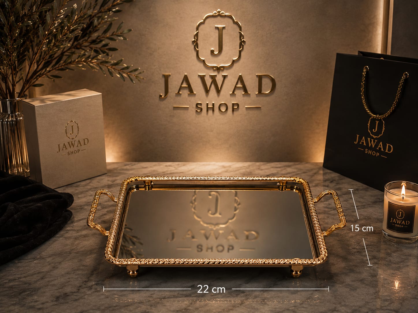 Golden Mirror Tray
