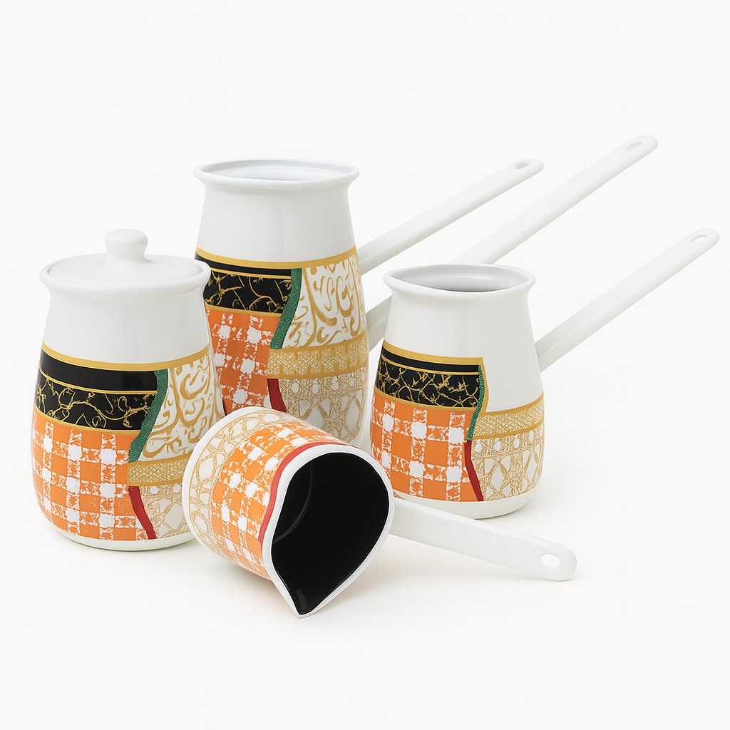 Coffee Pot Enamel w/Lid set 8/10/11cm(3.15/3.94/4.33inch) CN314L-6PCS-D98