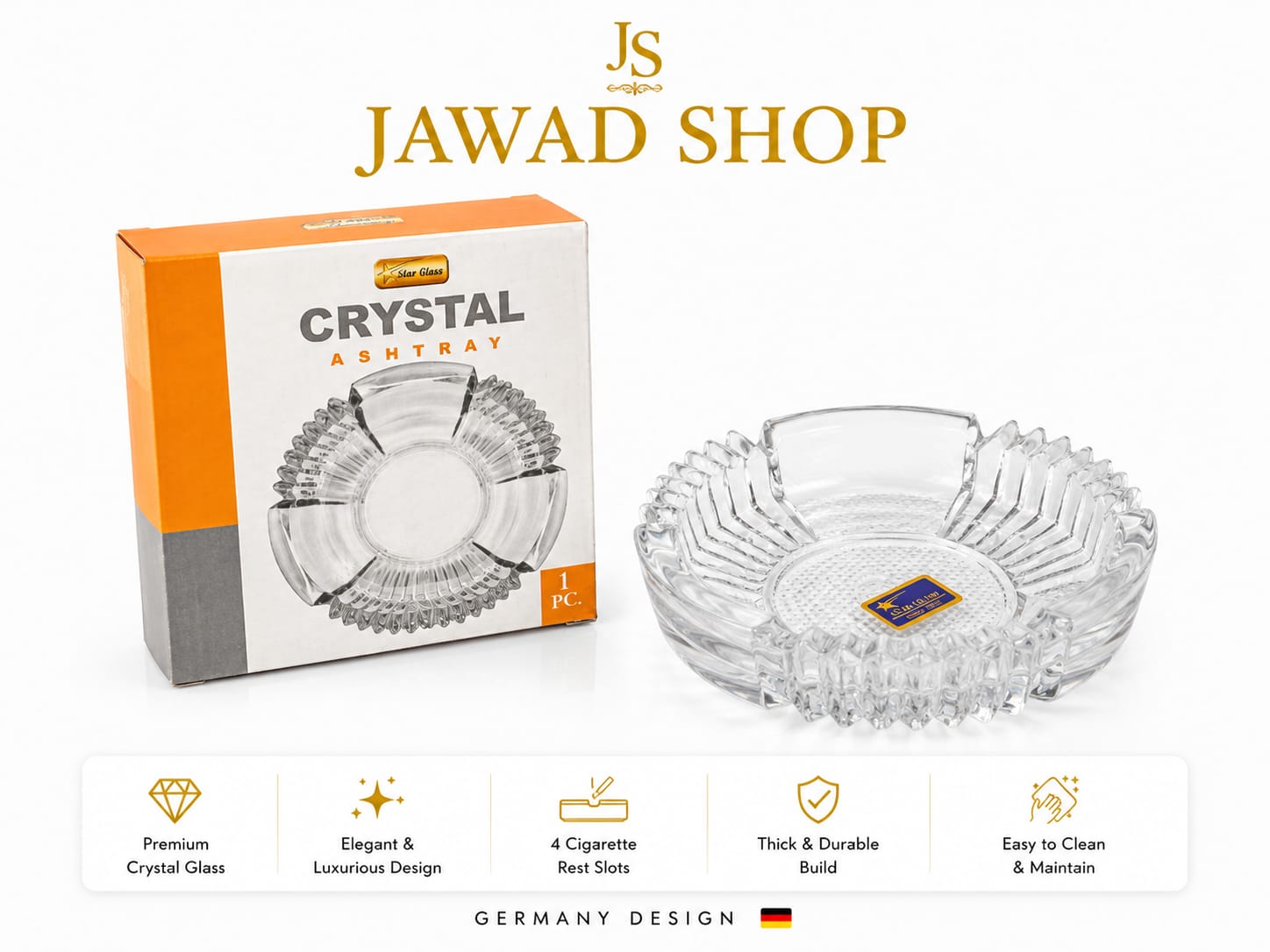 Crystal Glass Ashtray