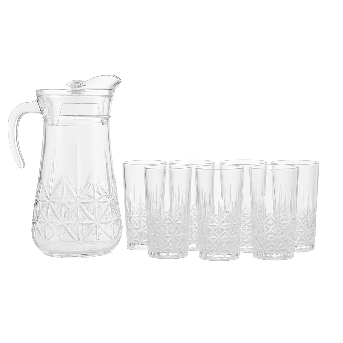 Glass Pitcher Set 1Pitcher/6Cups KYZ207+205*6