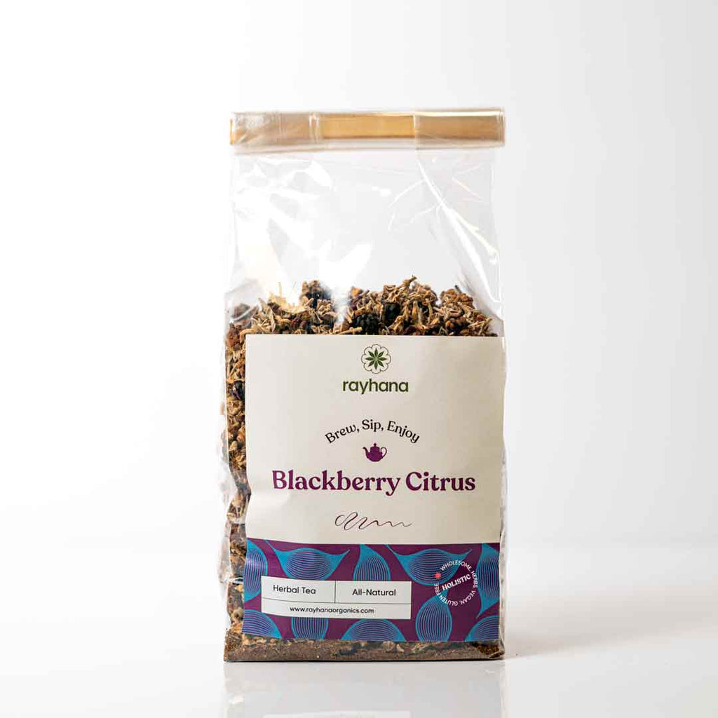 Blackberry Citrus Herbal Tea – Rayhana Organics – Dried Fruit Blossoms