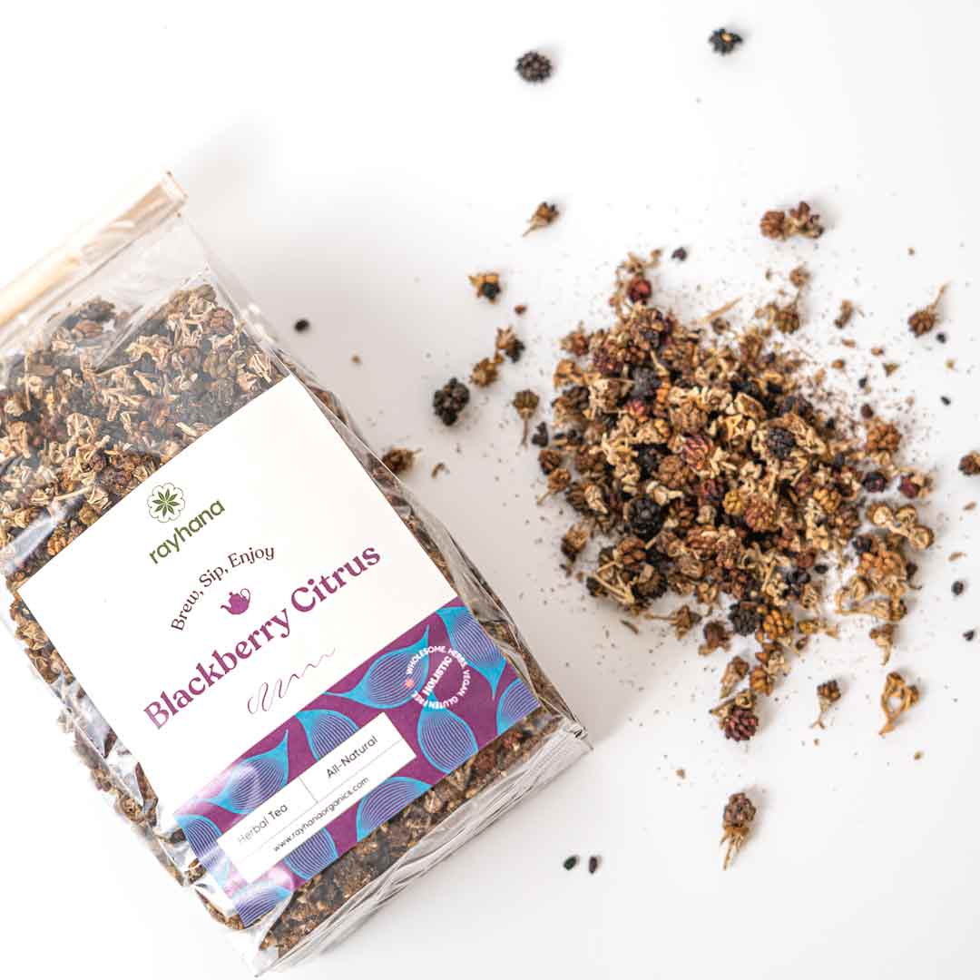 Blackberry Citrus Herbal Tea – Rayhana Organics – Dried Fruit Blossoms