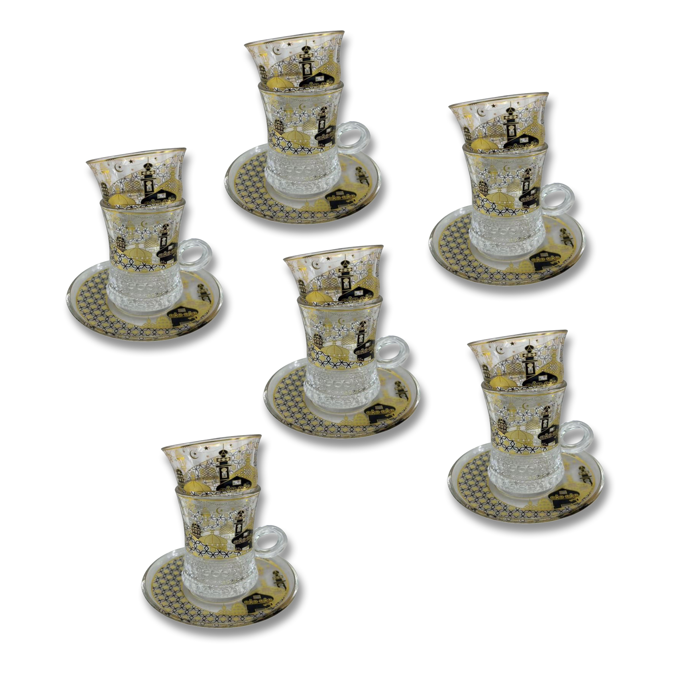 Glass Cup Set 12Pcs Cups / 6Pcs Saucers 1523-2