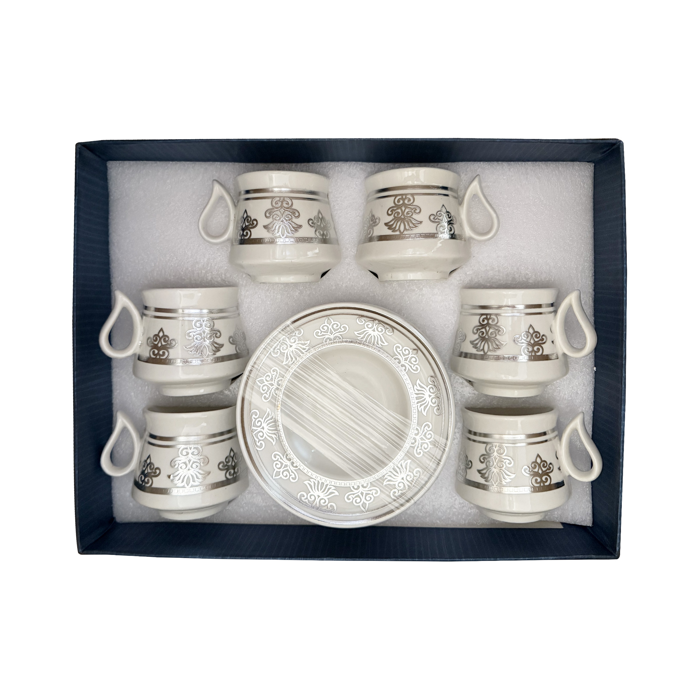 Coffee Cup 6Pcs Set/Saucers Silver CCP-66S