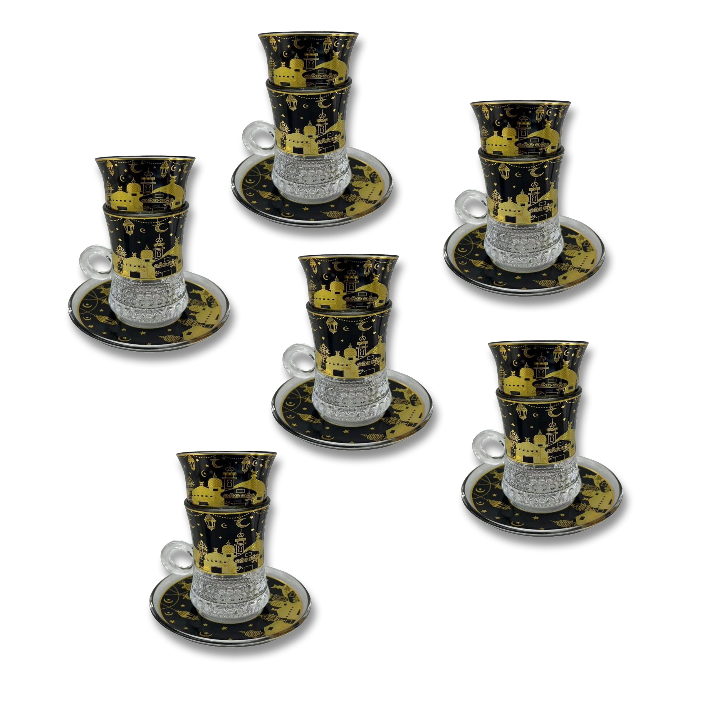 Glass Cup Set 12Pcs Cups / 6Pcs Saucers 1523-1